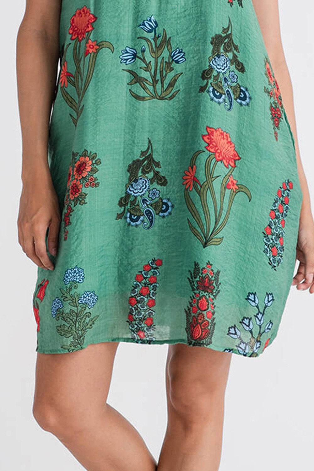 THML Medalion Printed Short Dress - emerald