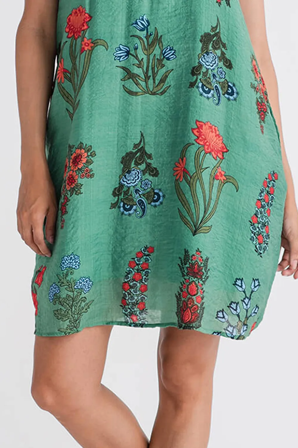 THML Medalion Printed Short Dress - emerald