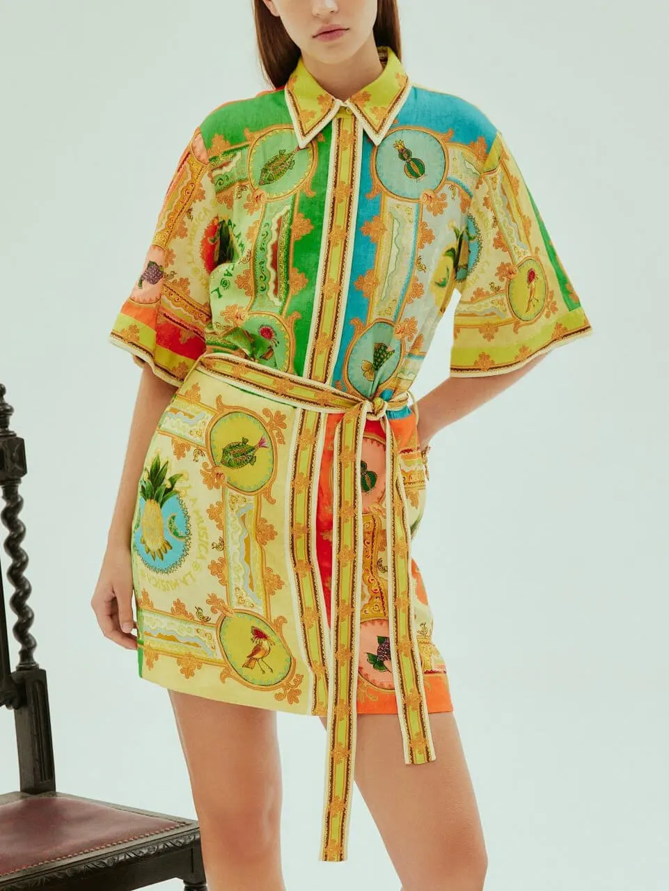 Satin Fun Print Exquisite Mini Dress