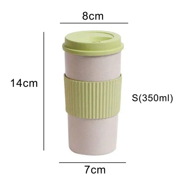 (Store Closing Sale) Wheat Fiber Straw Coffee Mug Double-wall Insulation Eco-friendly Coffee Cup Travel Leakproof Gift Mugs