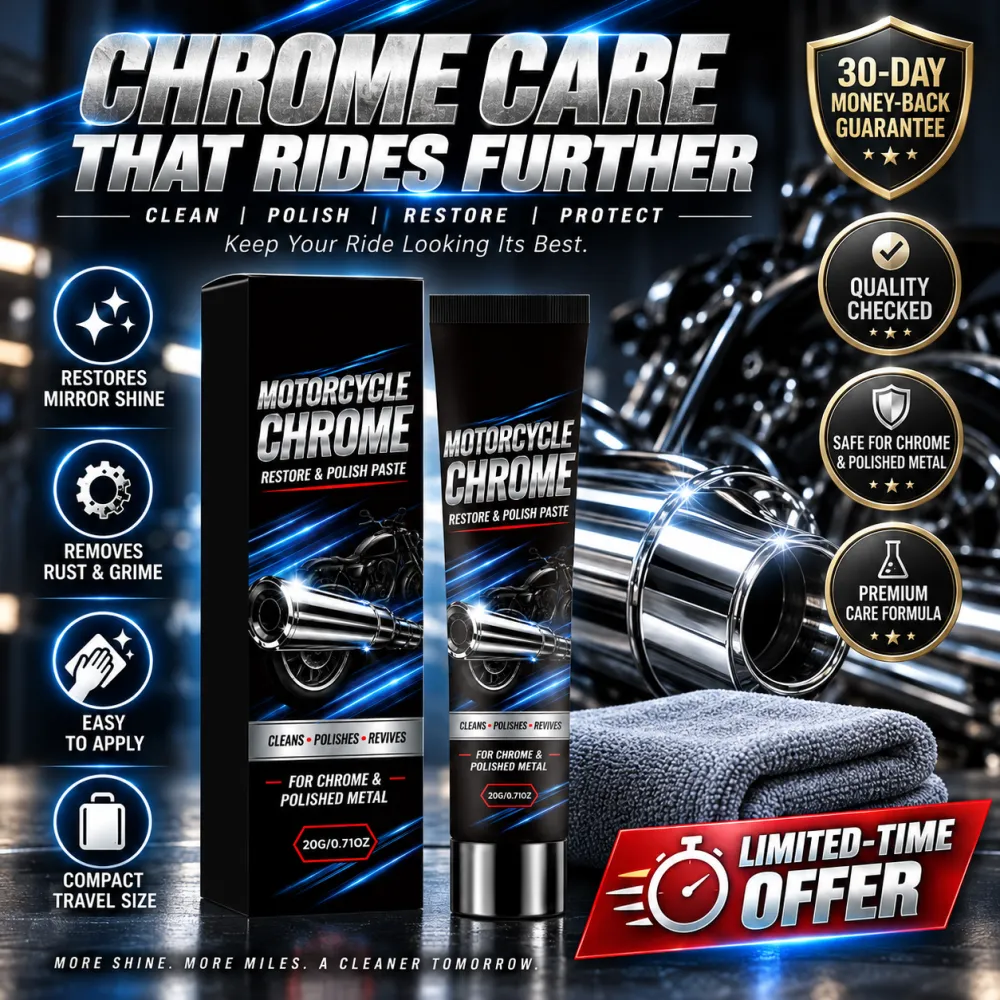 Motorcycle Chrome Care Polishing Paste, Chrome Trim Metal Rust Remover, Decontamination, Polishing & Brightening Care Cream