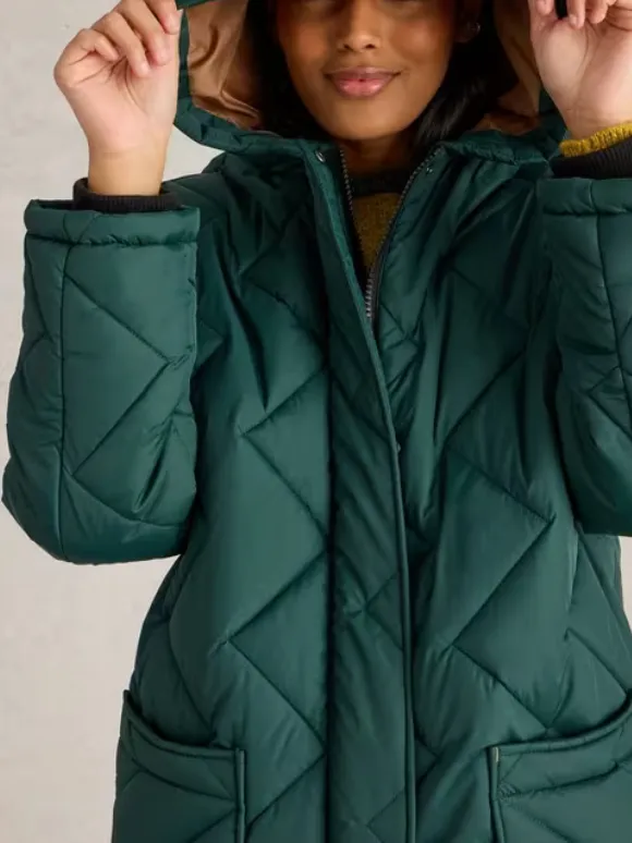 Quilted Coat In Dark Green