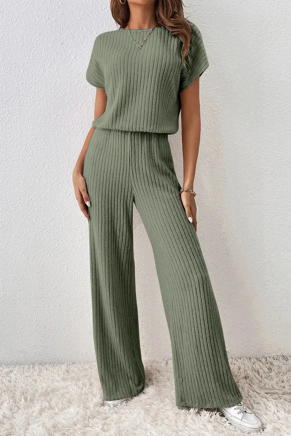 Everyday Ribbed Wide Leg Jumpsuit