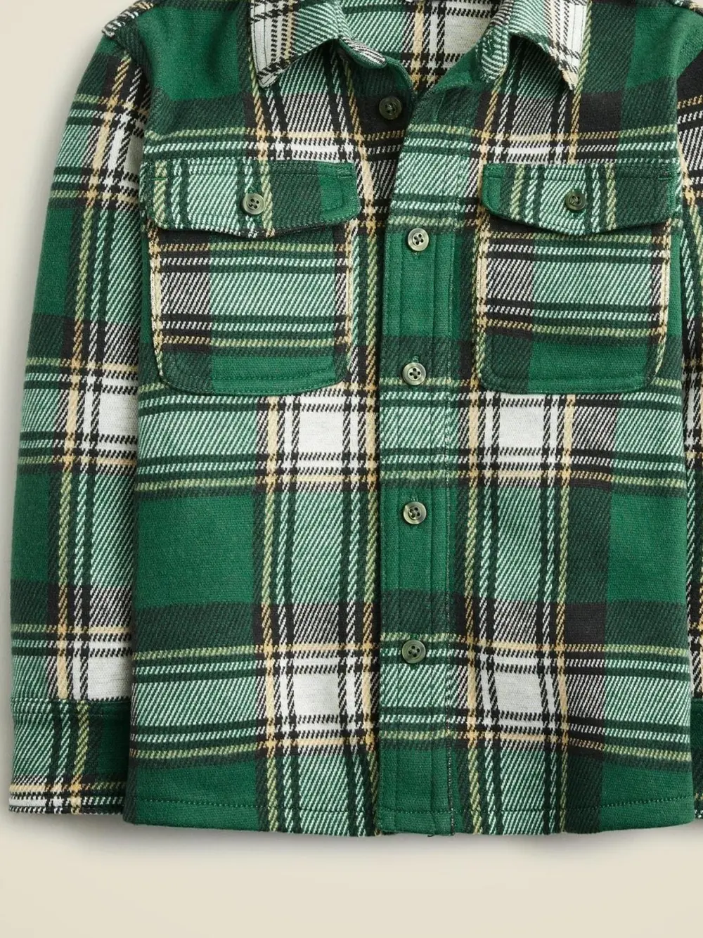 Green And White Plaid Long Sleeve Shirt