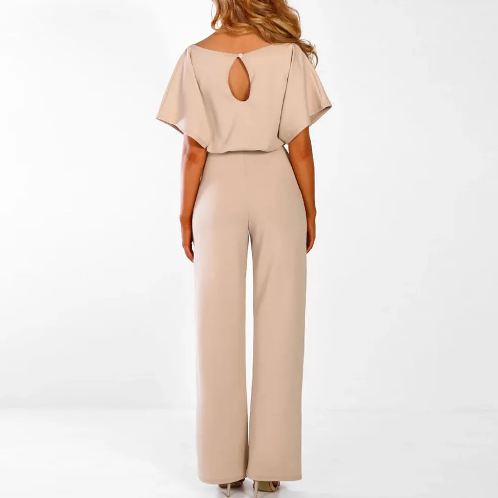 Relaxed Wide Leg Short Sleeve Jumpsuit