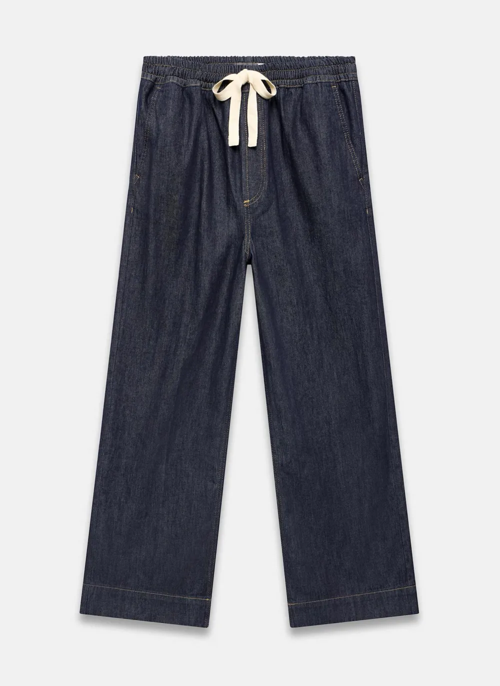 Casual Style Navy Waist Wide Jeans