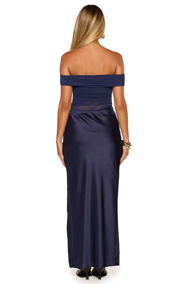 Mesh Sheer Off Shoulder Off the Shoulder Maxi Dress