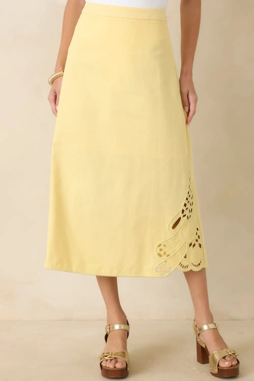 Imagine Cotton Cutwork Embroidery Midi Skirt