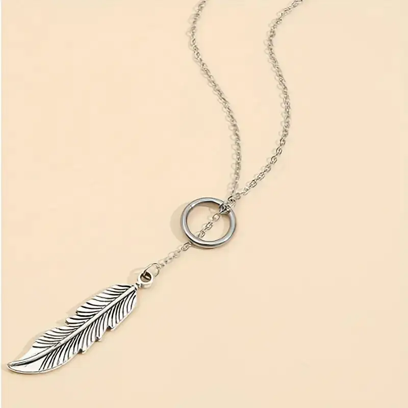 Boho Vintage Feather Pendant Necklace