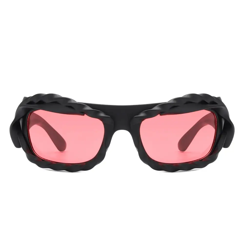 Glossy Rectangle Frame Sunglasses