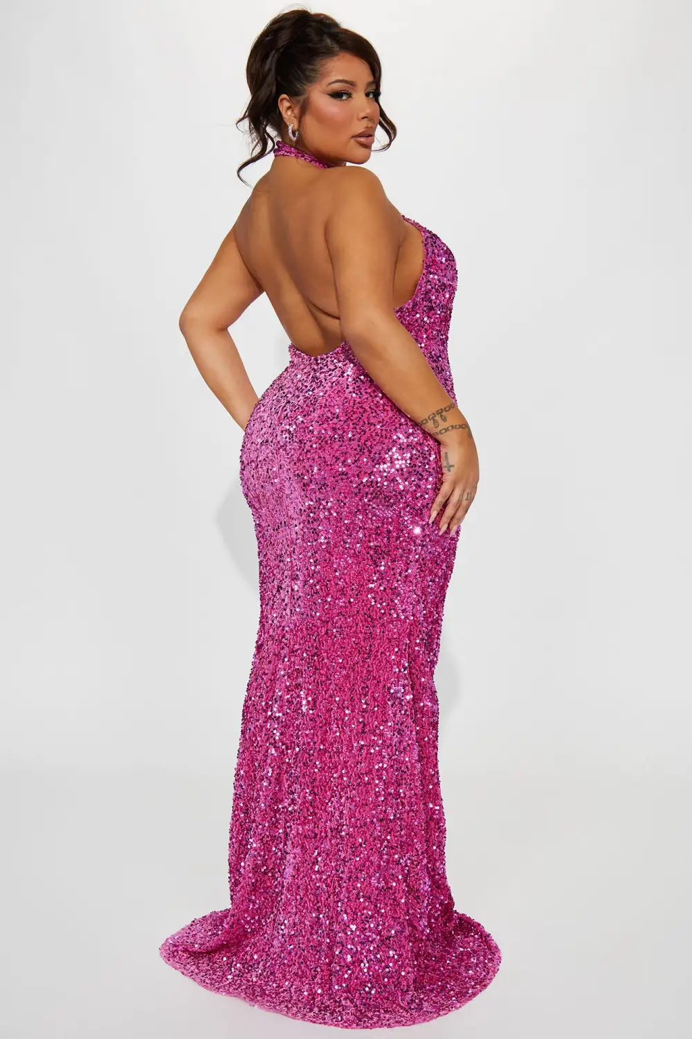 Sarah Sequin Gown - Fuchsia
