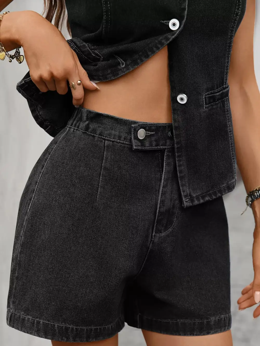 Denim Button Front Jumpsuit