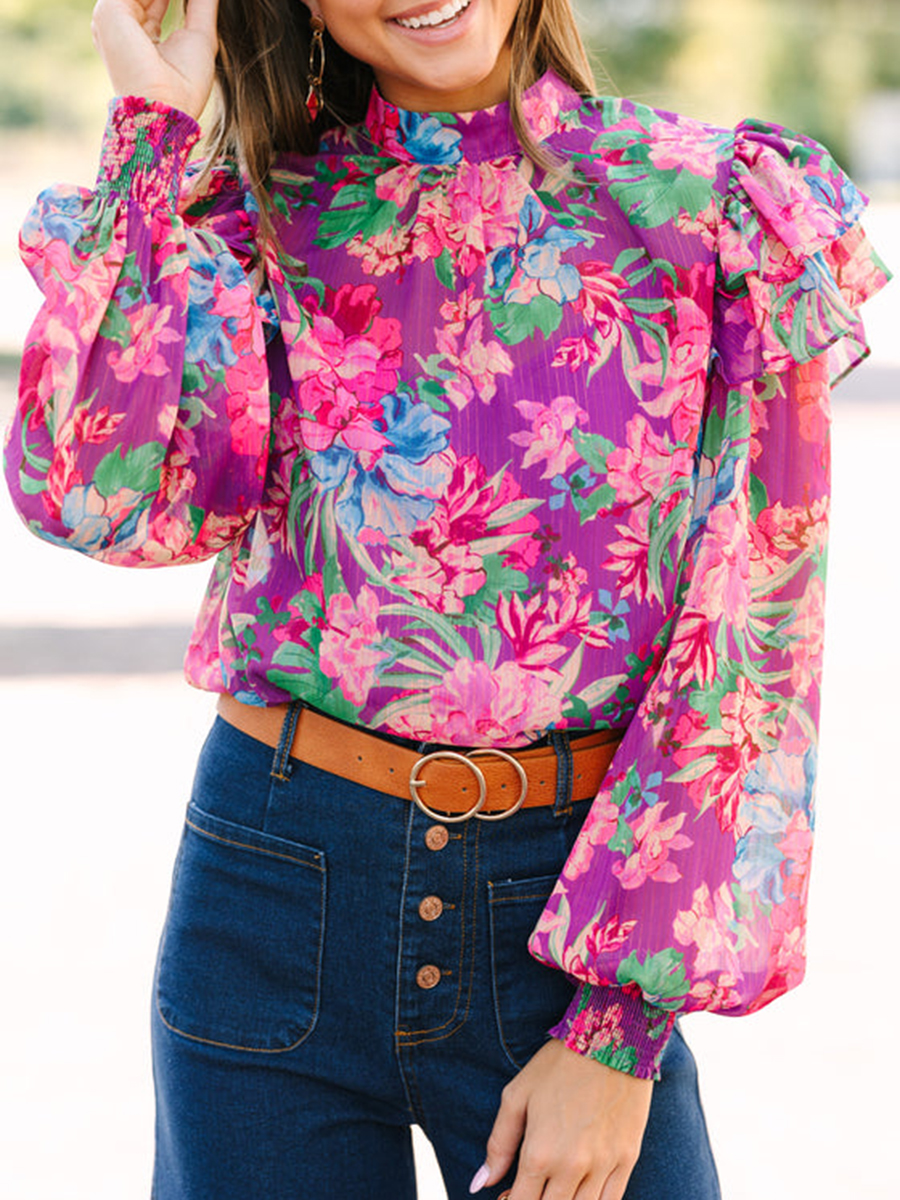 Purple Floral Blouse