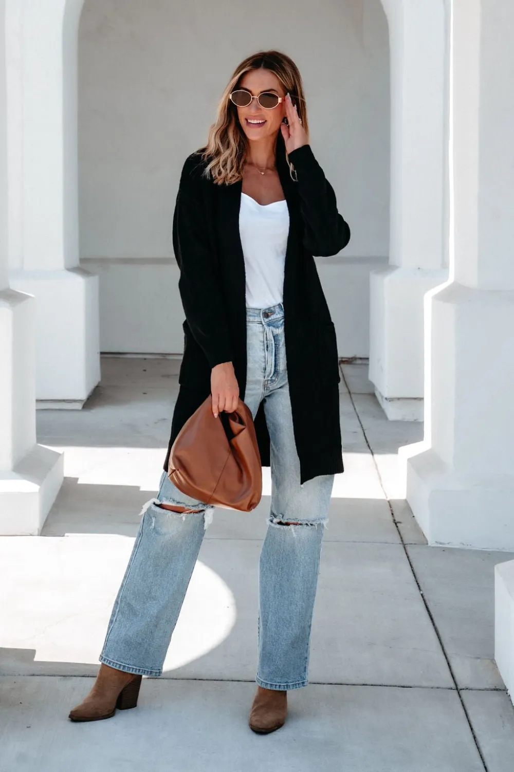 Solid Black Oversized Duster Cardigan