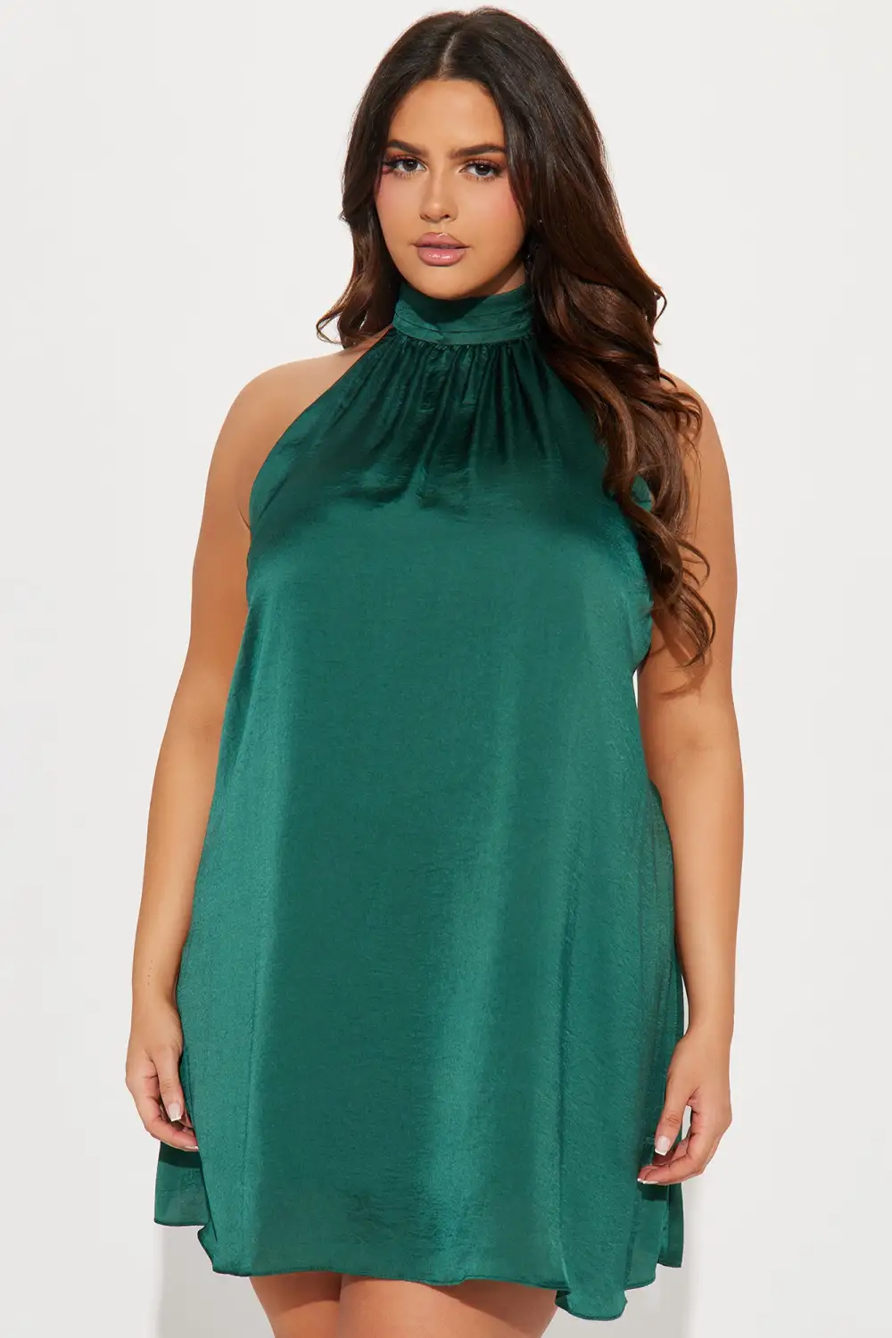 Jenine Satin Mini Dress - Hunter