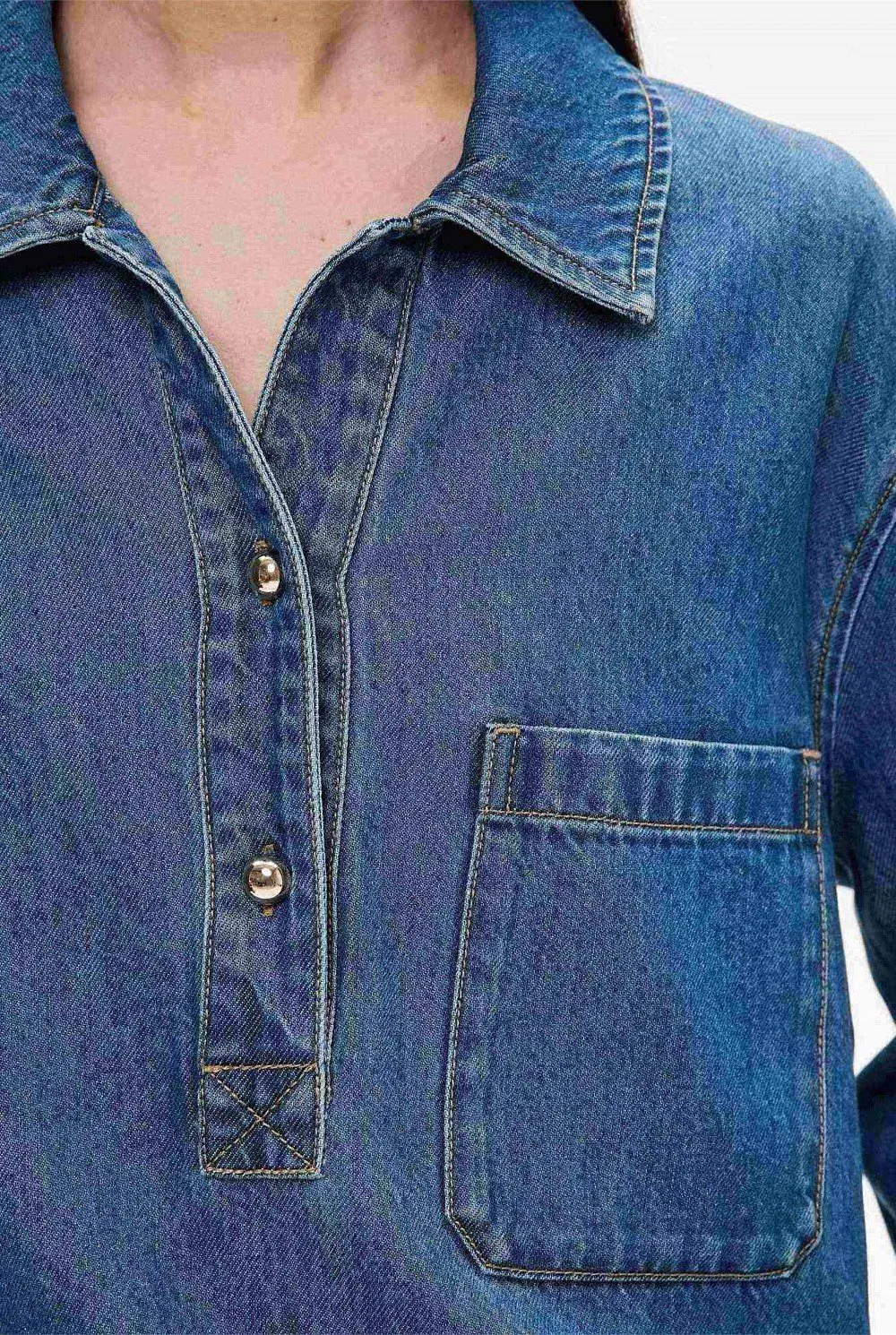 Washed Denim Button-Down Shirt