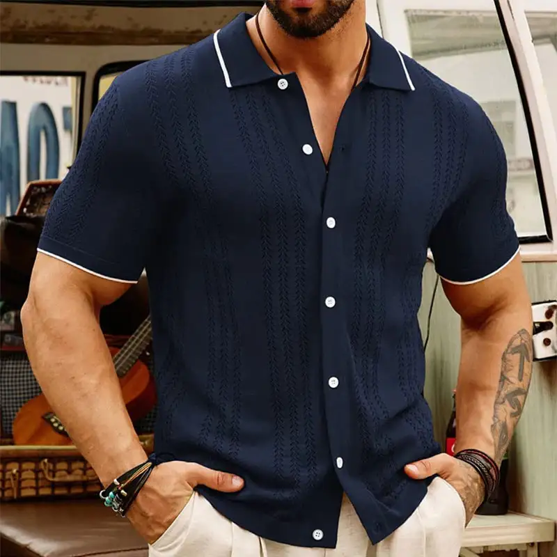 Jacquard Pattern Knit Shirt
