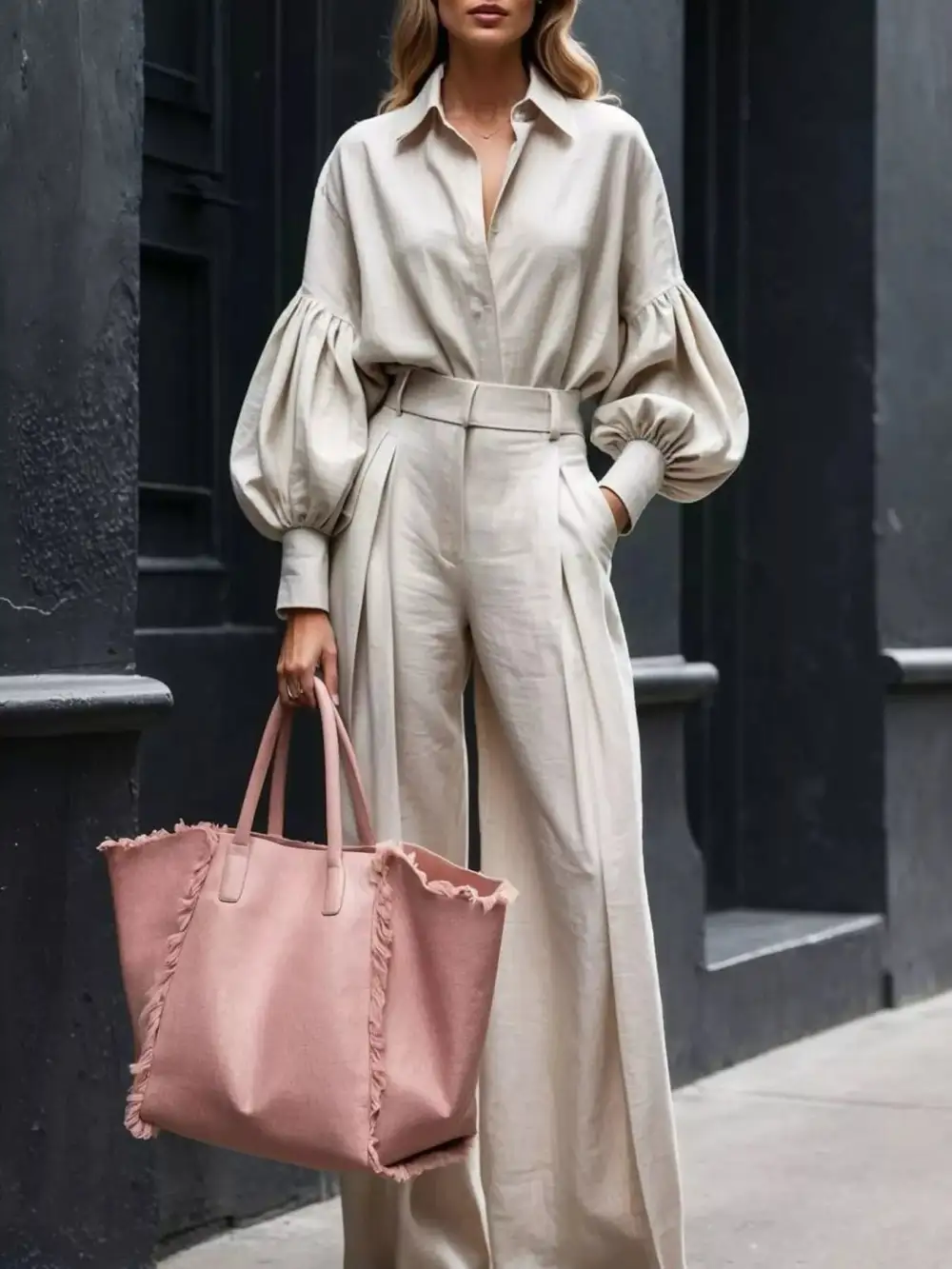 Wide Leg Lantern Jumpsuit