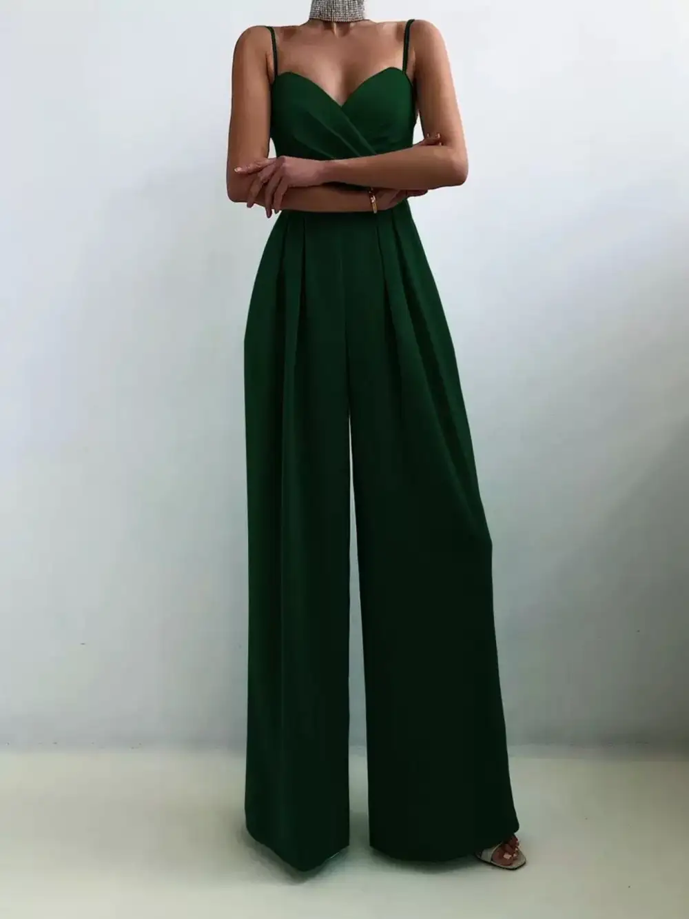 Spaghetti Strap Wide Leg Jumpsuit