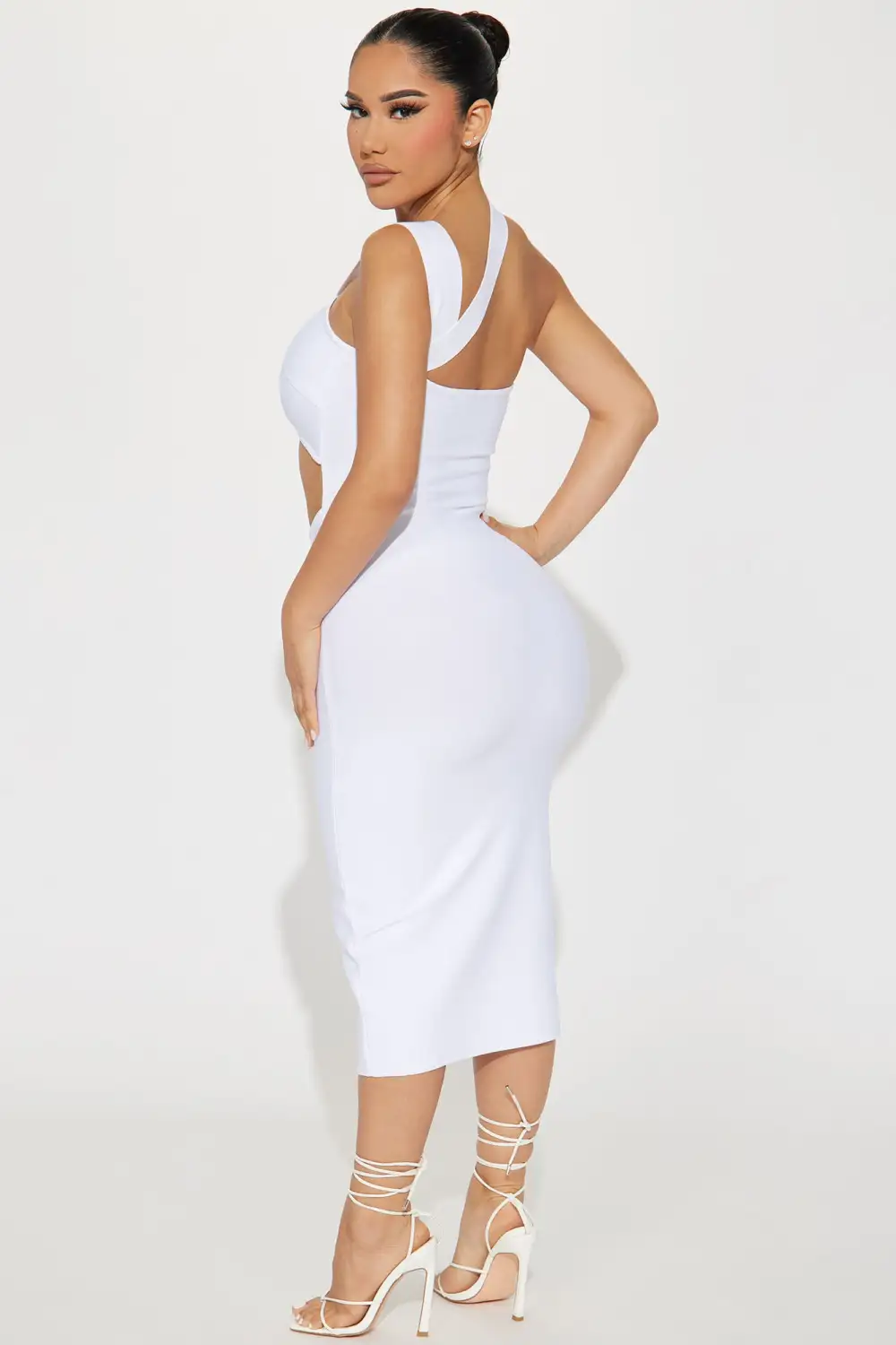 Evangeline Bandage Midi Dress - White