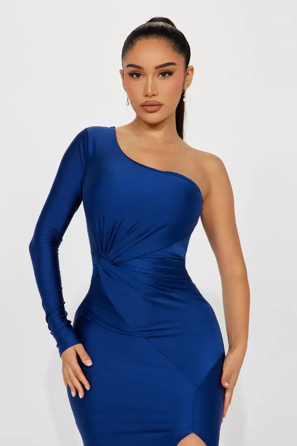 Tori One Shoulder Gown - Navy