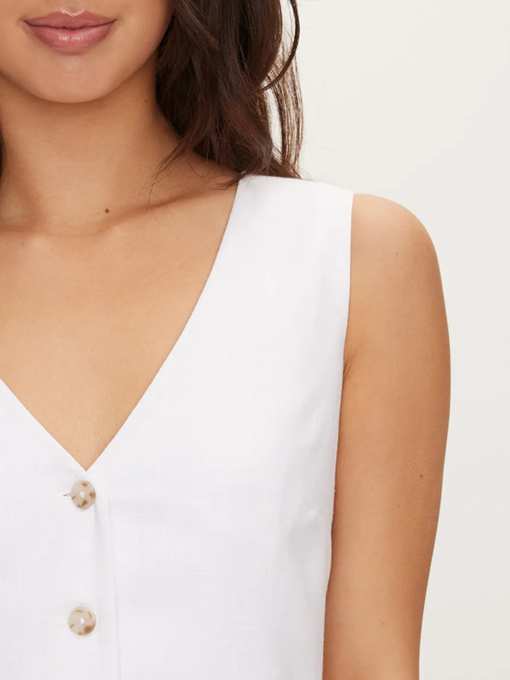 White V-Neck Vest