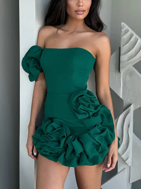 Ruffle Bodycon Elegant Mini Dress