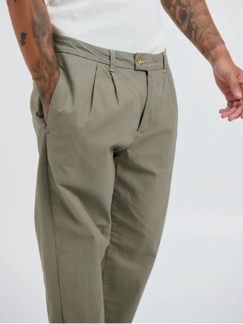 Simple And Comfortable Daily Slim Army Green Pant