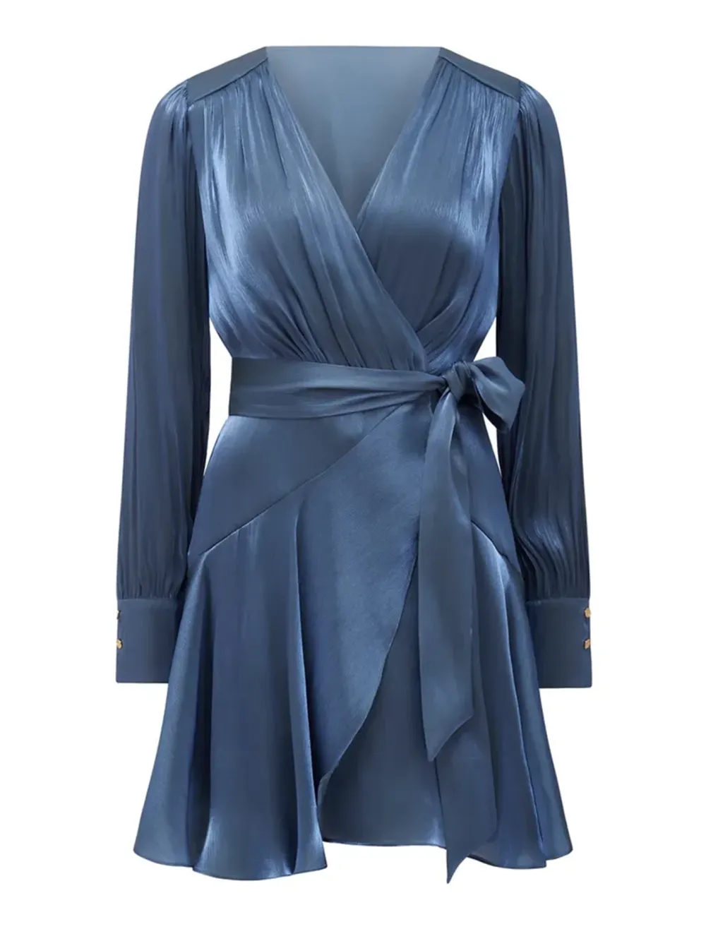 Metallic Wrap Mini Dress