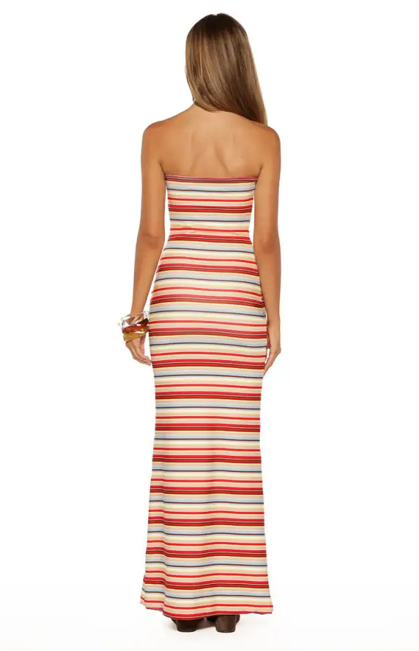 Stripe Strapless Maxi Dress