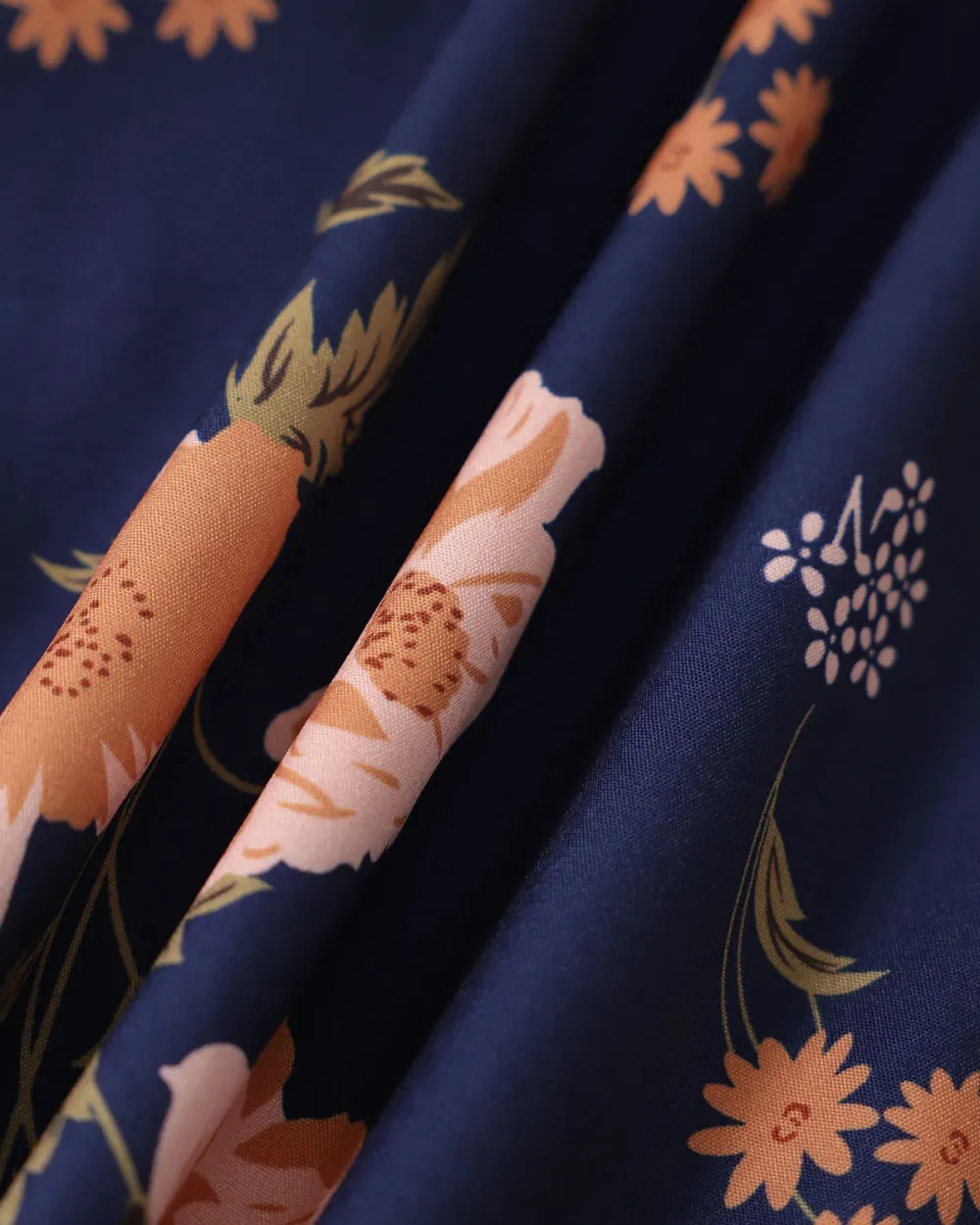 Polyester Satin Navy Blue Dress