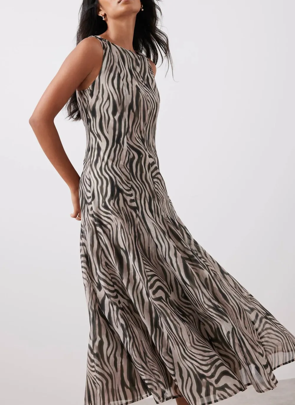 Casual Style Zebra Print Maxi Dress