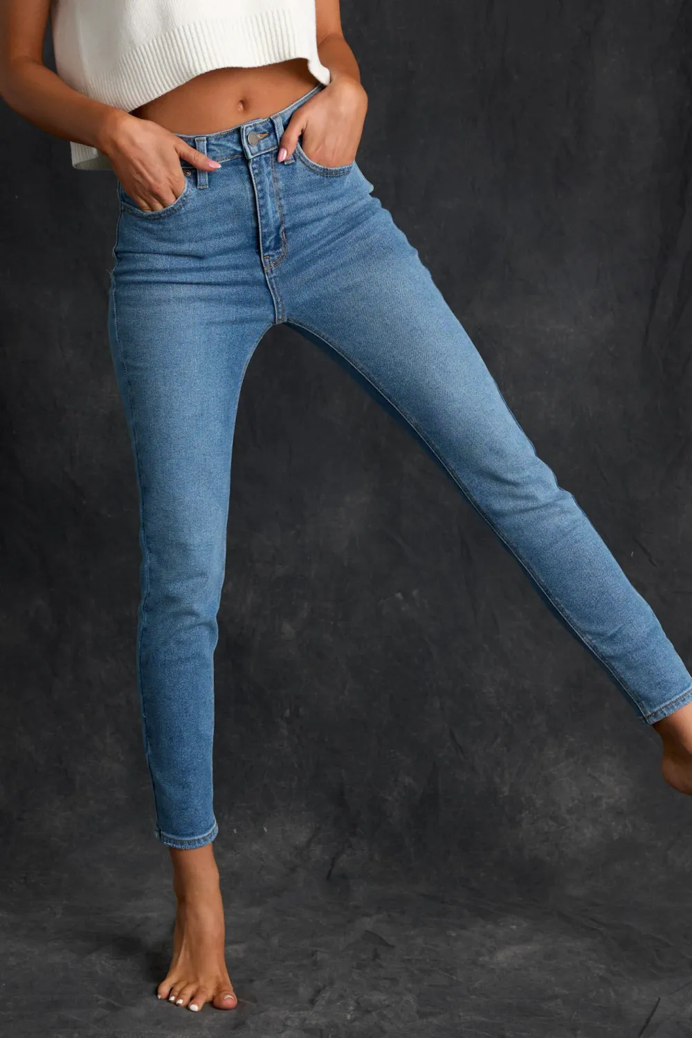 Medium Wash Stretch Skinny Jeans