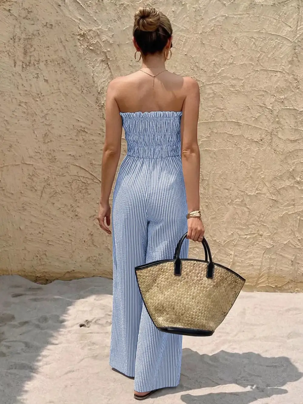Modern Striped Wide Leg Jumpsuit