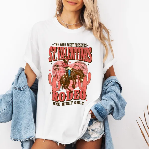 With Hearts And Cactus In The Background Casual T-Shirt