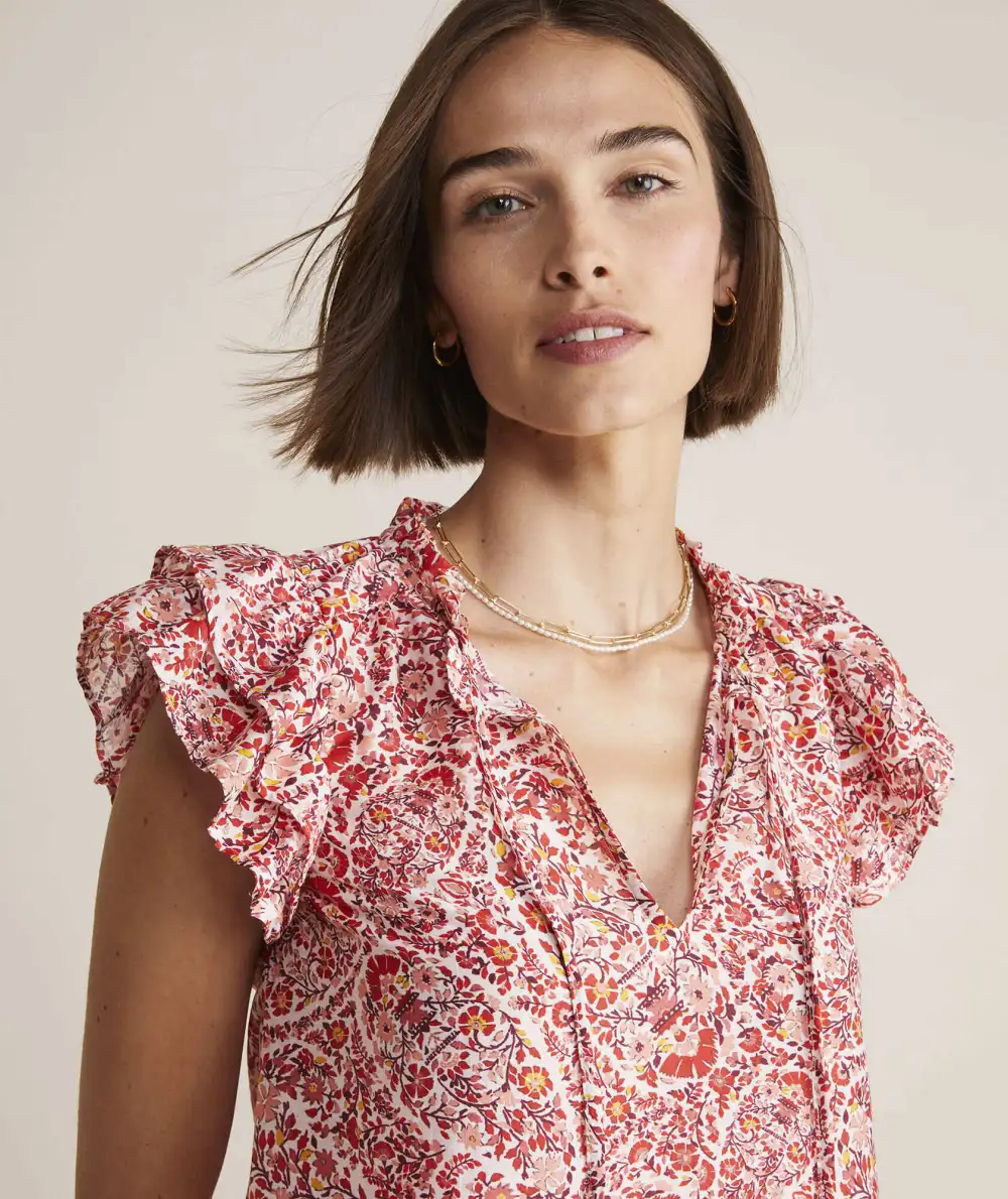 shaojunFenwick Paisley Ruffle Sleeve Top