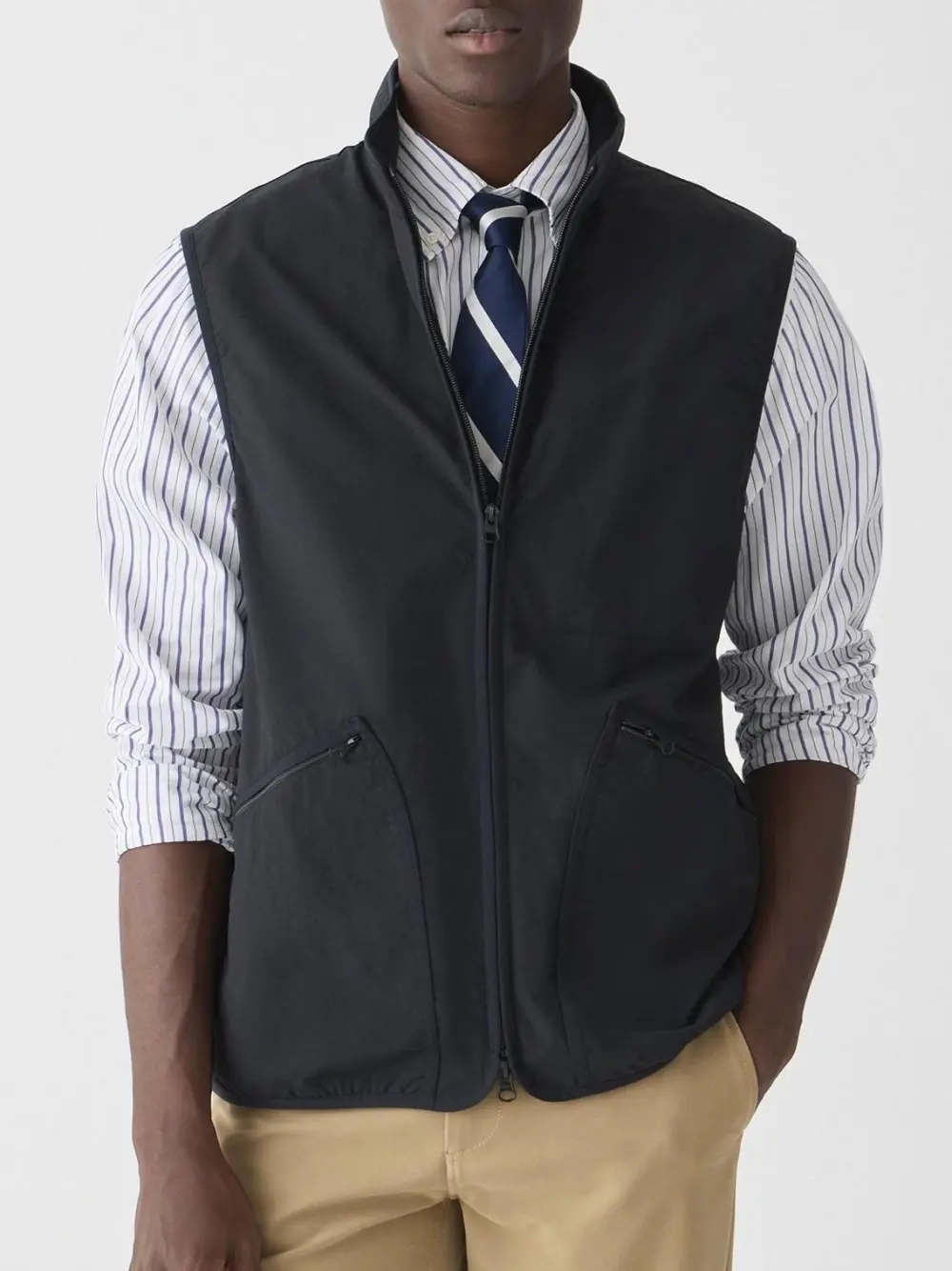 Black Zip Front Nylon Vest