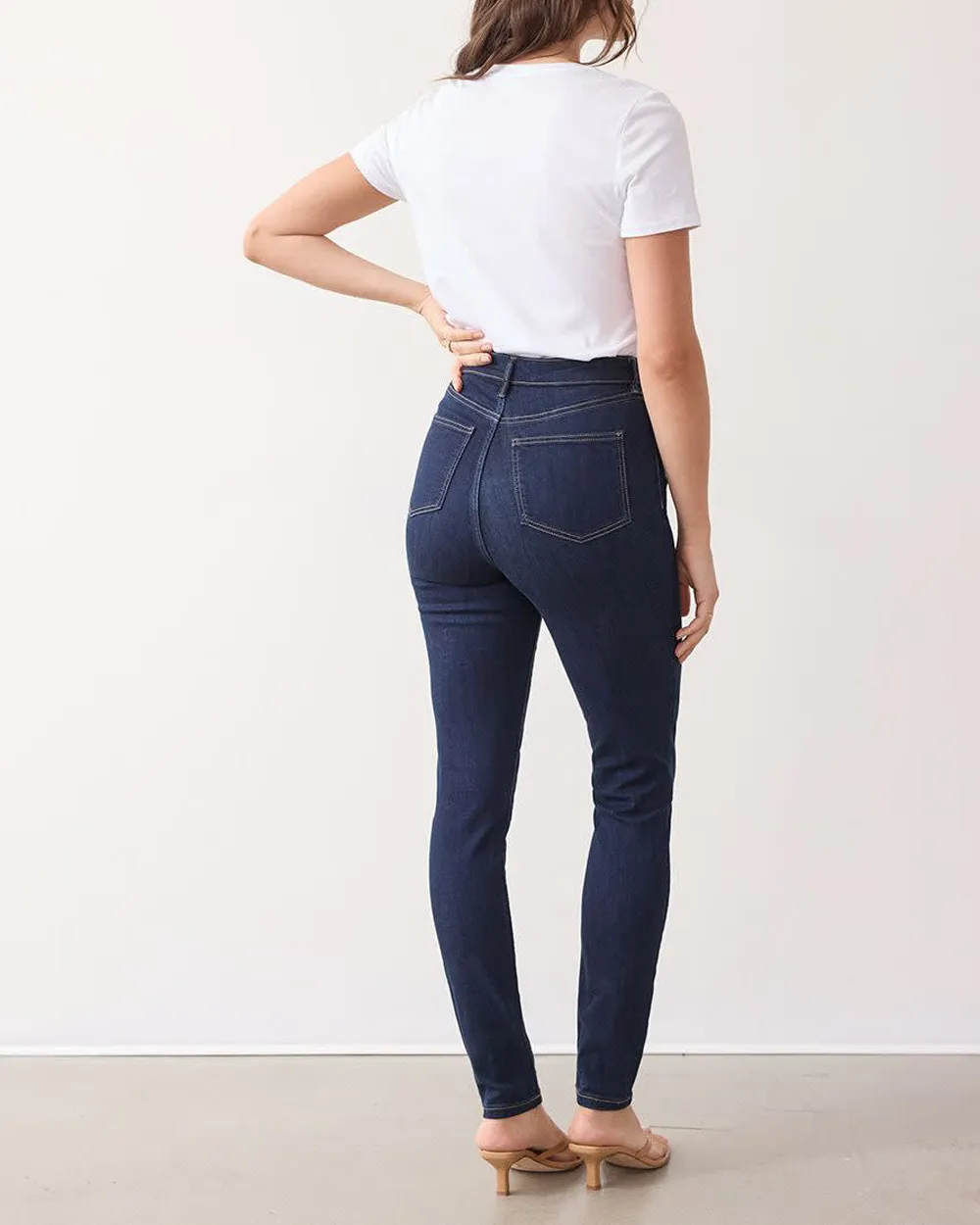 Medium Denim Skinny-Leg High-Rise Jean