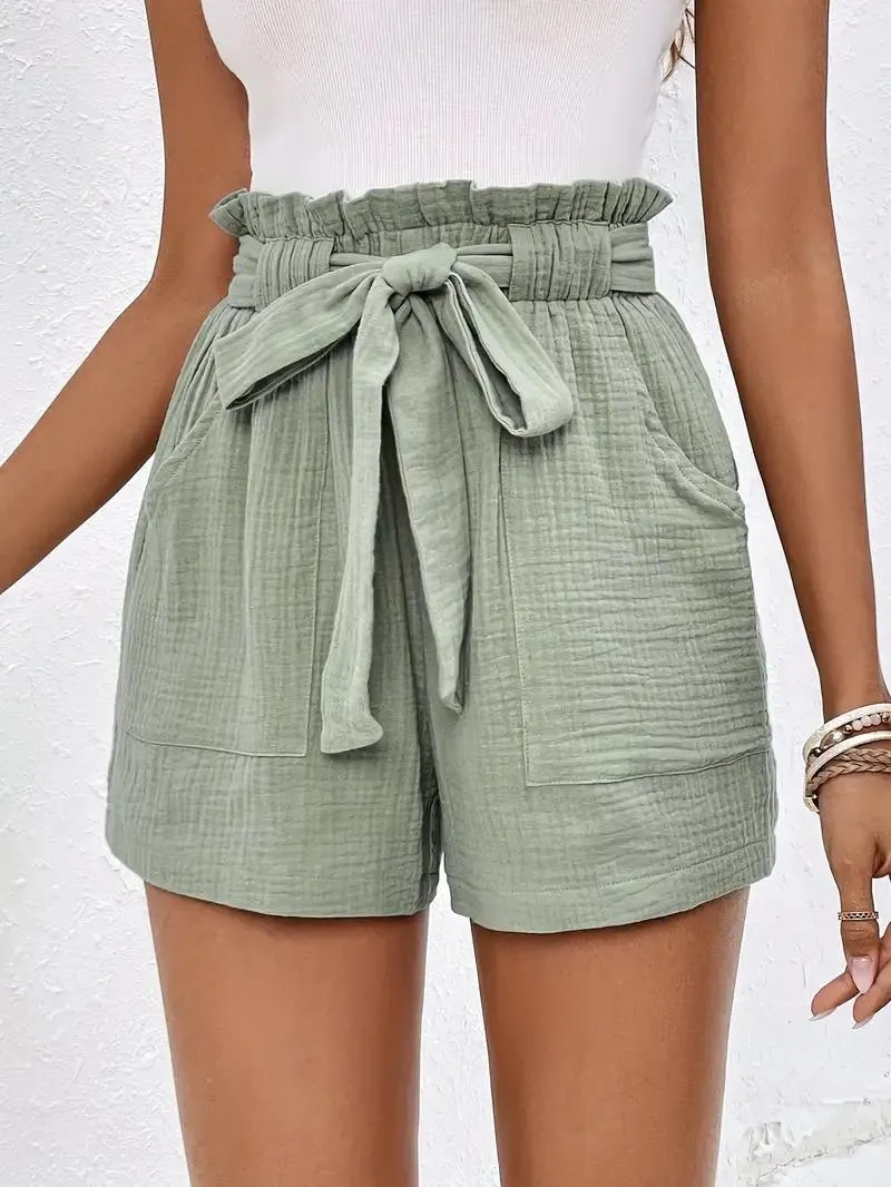 High Waisted Belted Shorts