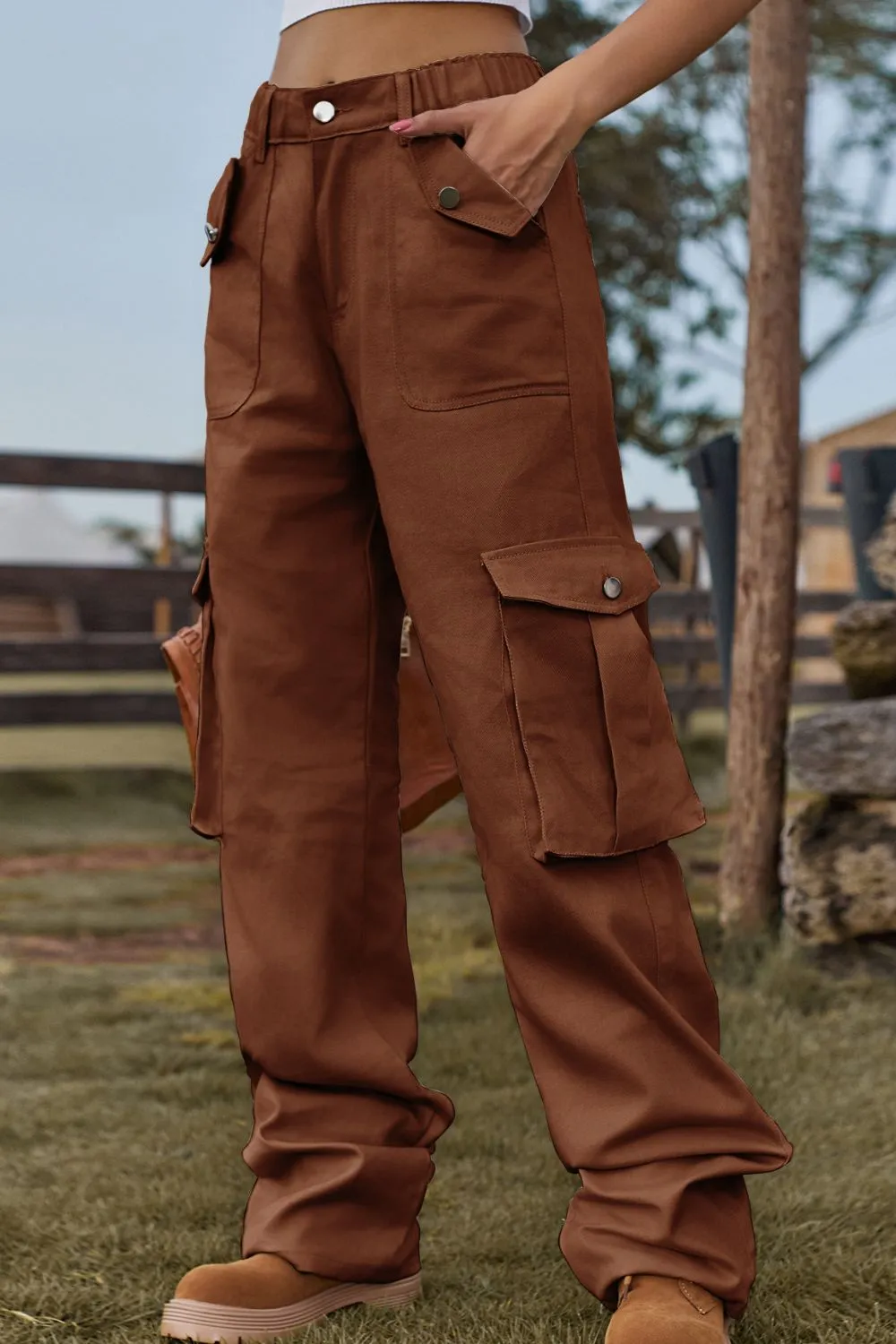 Loose Fit Long Jeans With Pocket