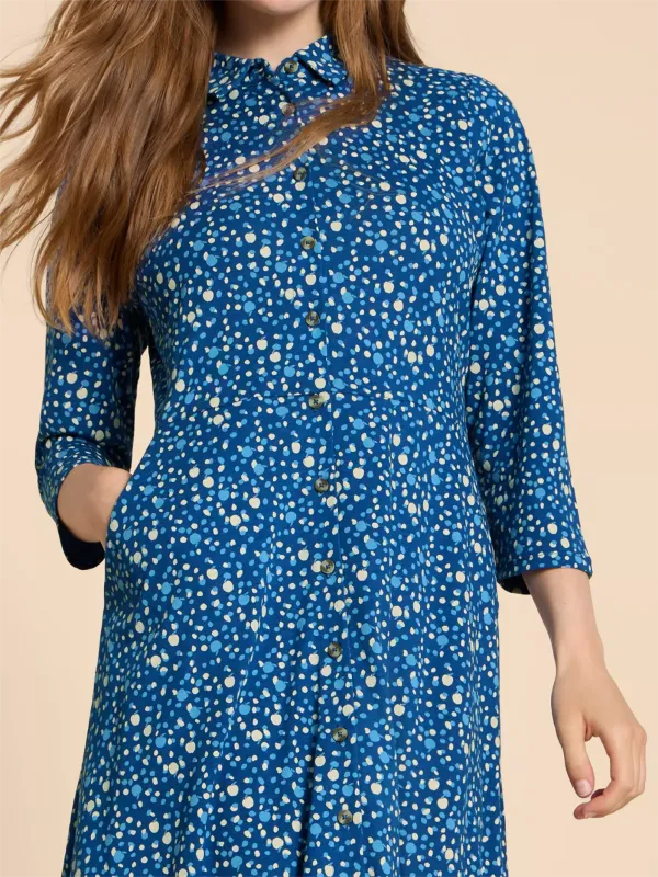 Apple Print Midi Jersey Shirt Dress