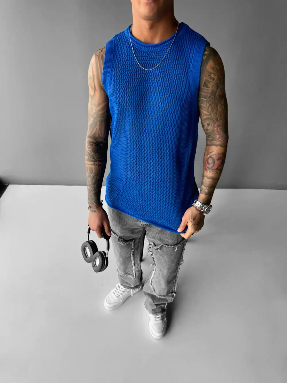 Streetwear Relaxed Textured Tank Top