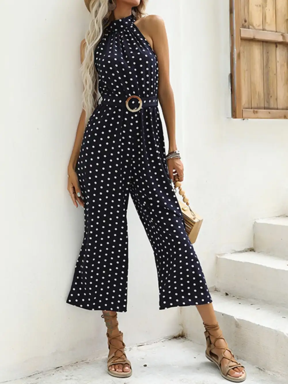 Polka Dot Halter Jumpsuit