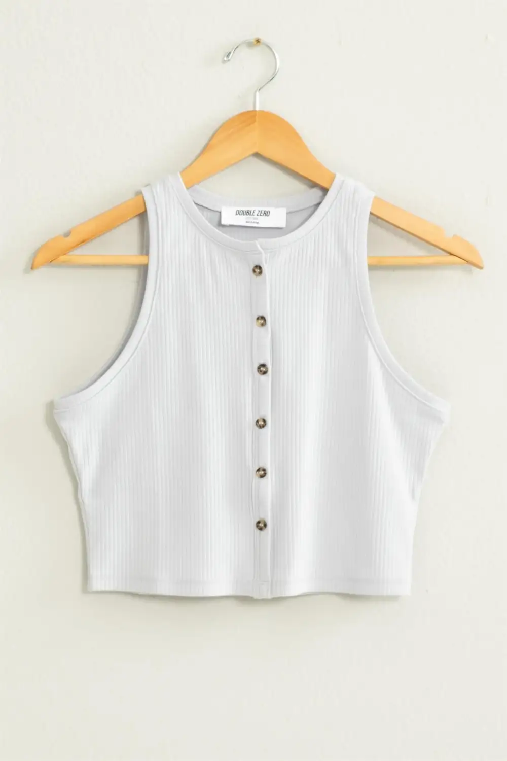 Button Front Sleeveless Crop Shirt