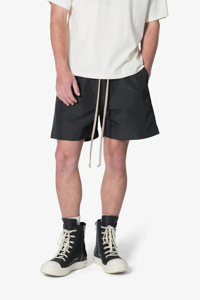 BLACK ELASTIC - WAIST CASUAL SHORTS