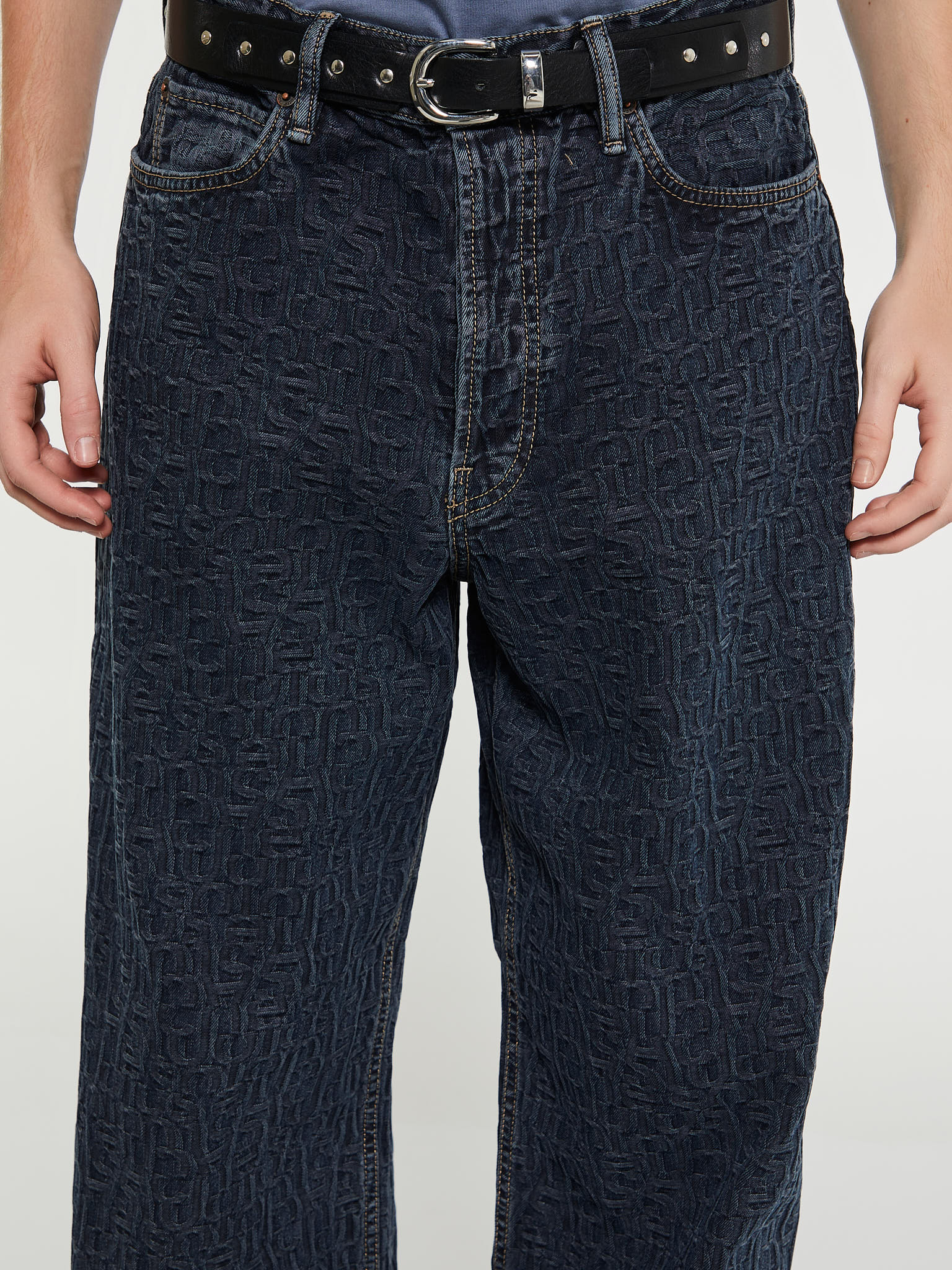 1981M Baggy Fit Monogram Jeans in Blue and Black