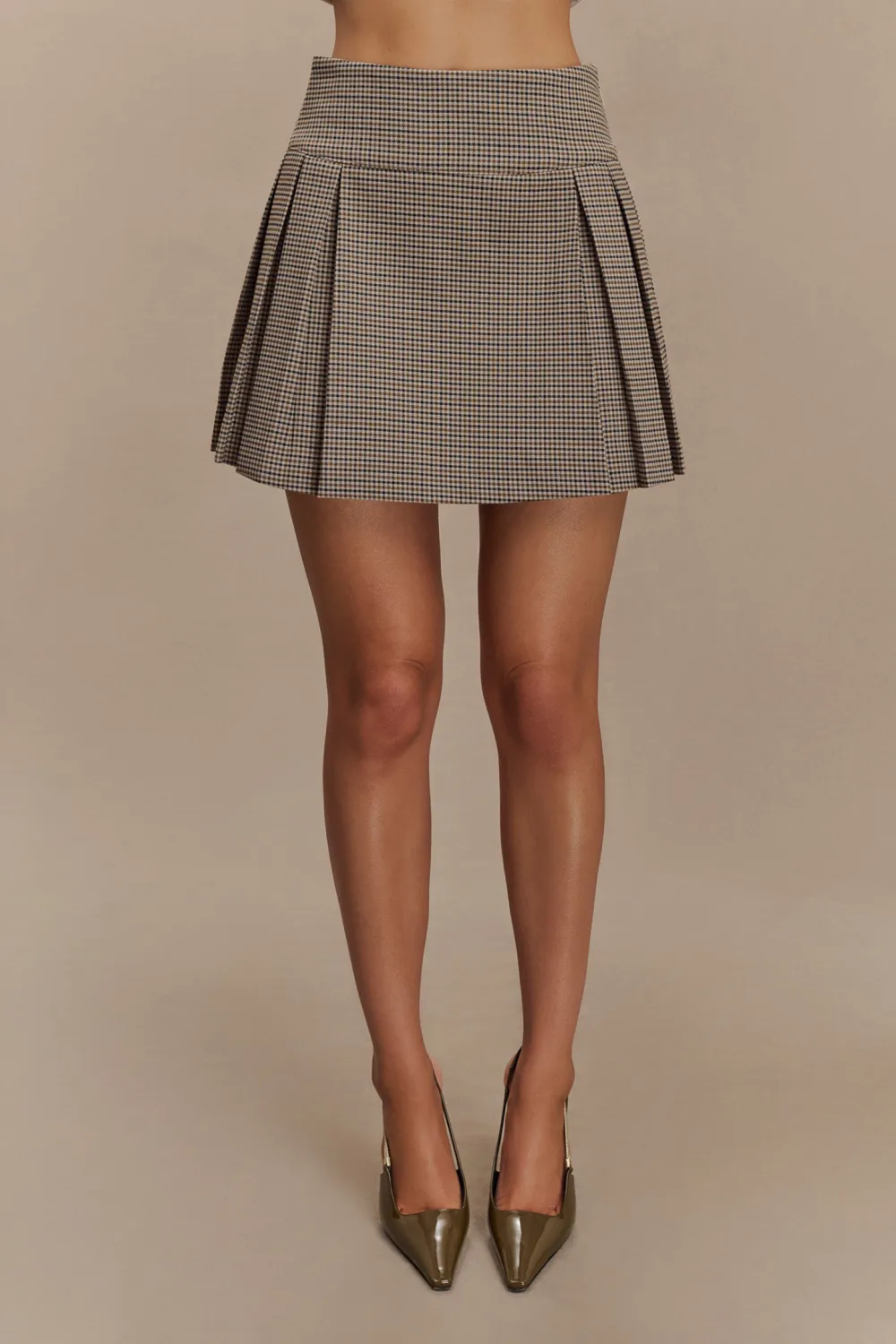 Pleated Buckle Mini Skirt