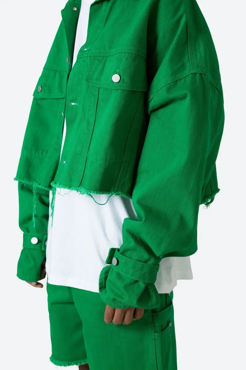 BRIGHT GREEN CROP STYLE DENIM JACKET