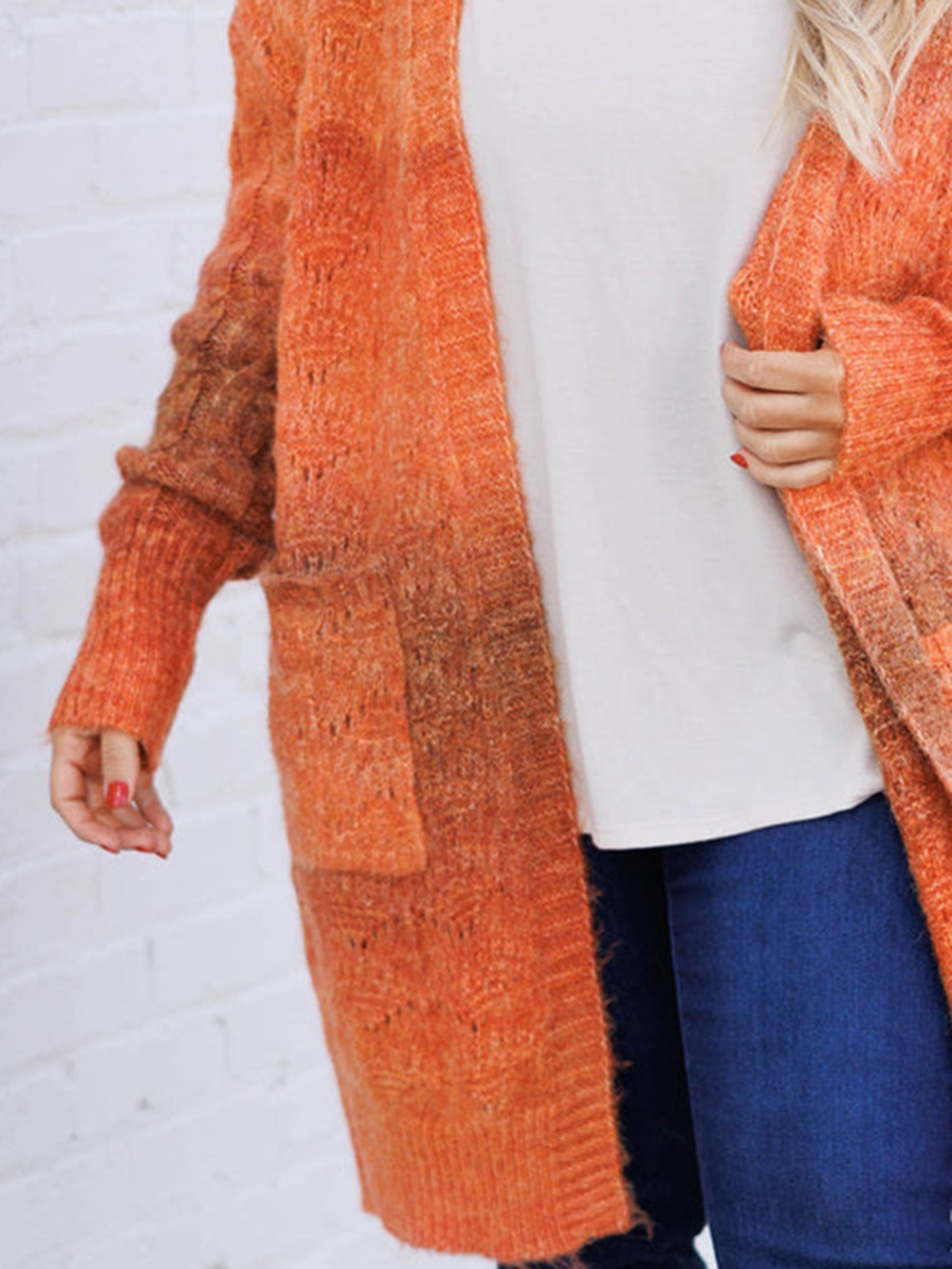 Orange gradient knitted cardigan