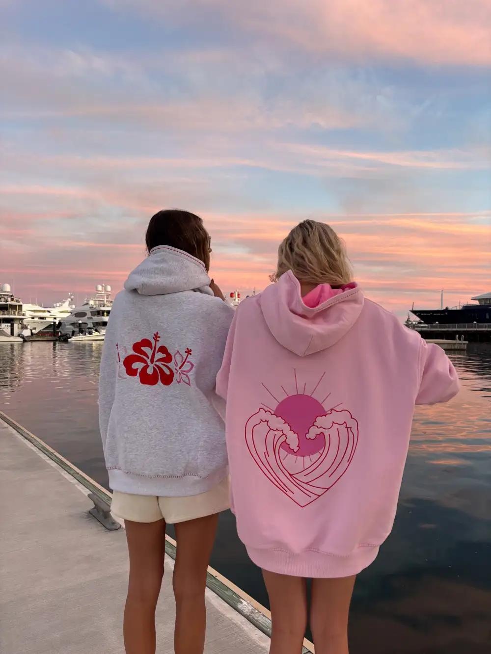 Bubblegum Ocean Heart Stitched Hoodie
